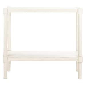 Rafiki 11.75 in. Distressed White Rectangle Wood Console Table with Shelf
