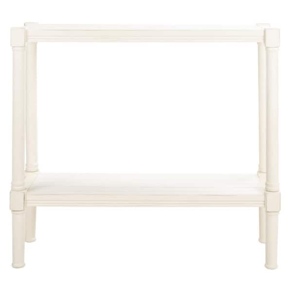 SAFAVIEH Rafiki 11.75 in. Distressed White Rectangle Wood Console Table with Shelf