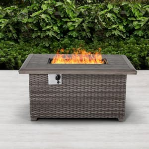 Outdoor Aluminum Rattan Fire Pit Table, Gray