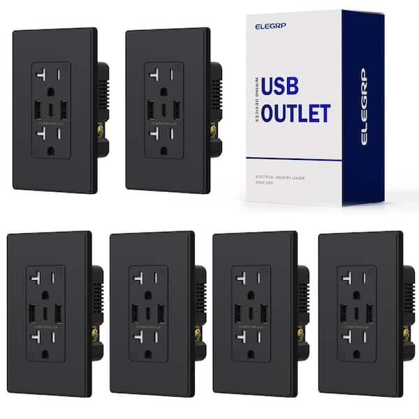 Elegrp 21w Usb Wall Outlet Wdual Type A And Type C Usb Ports 20 Amp Tamper Resistant Outlet W 6900