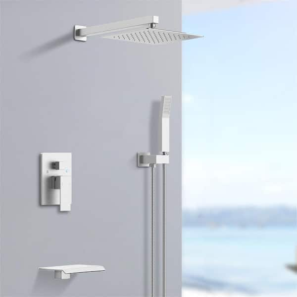 FLG Single Handle 10 in. Wall Mount 1 -Spray Tub & Shower Faucet ...