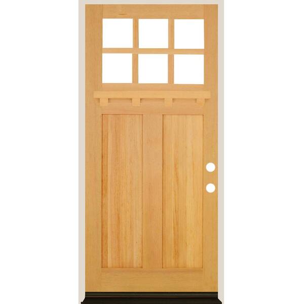 Krosswood Doors 36 In. X 80 In. 6-LIte Craftsman Left Hand Clear Stain ...