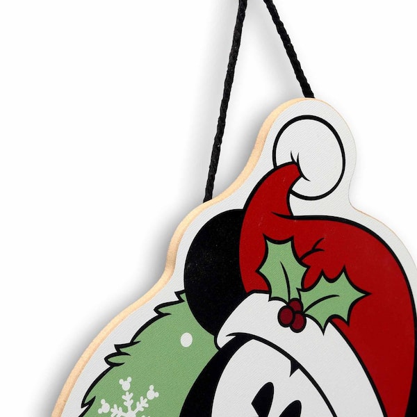 Disney Mickey Mouse Wreath Christmas Hanging Wood Decorative Sign