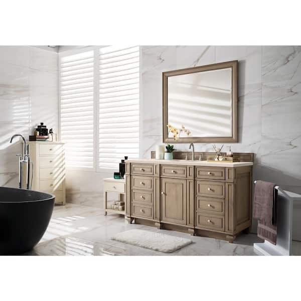James Martin Vanities Bristol 60 in. W x 23.5 in. D x 34 in. H Single Bath Vanity in Whitewashed Walnut with Eternal Marfil Quartz Top