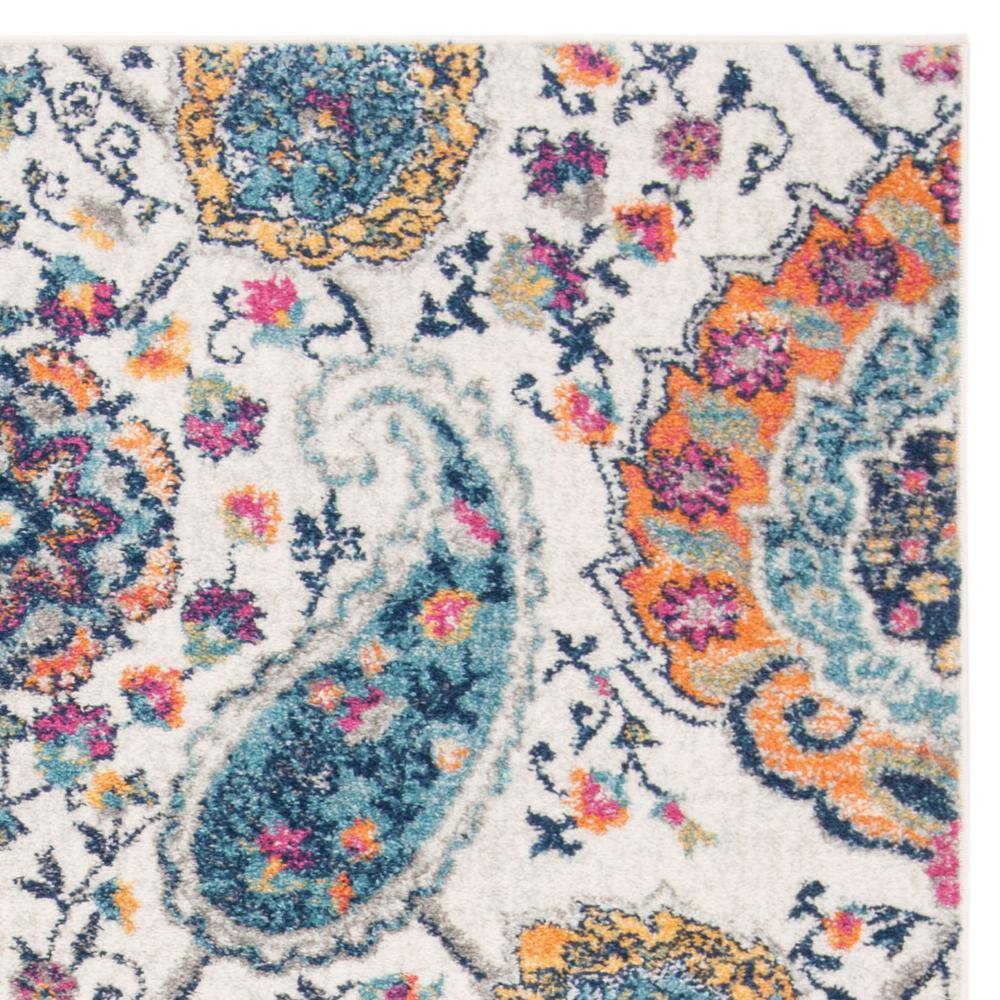 Blue and Cream 4' x 6' Hand-knotted Synthetic Area Rug