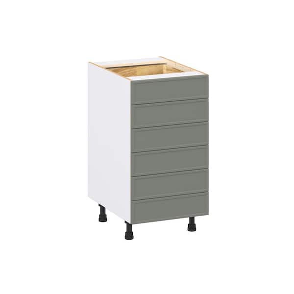 J COLLECTION Fairview 18 in. W x 24 in. D x 34.5 in. H Assembled Slim Shaker Drawer Base Kitchen Cabinet in Moss Green with 6-Drawers