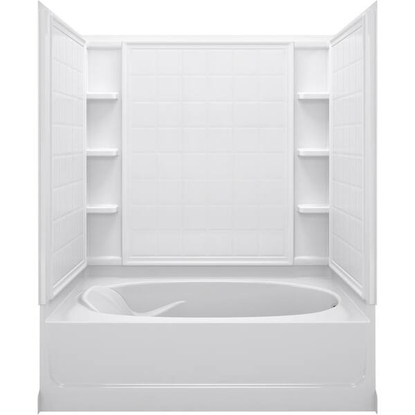 Sterling Ensemble 43 1 2 In X 60 54 4 3 Piece Direct To Stud Tile Tub And Shower Wall Set White 71114100 0 The Home Depot Stud Tile Tub And Shower Wall Set, 54 Tub Surround Home Depot