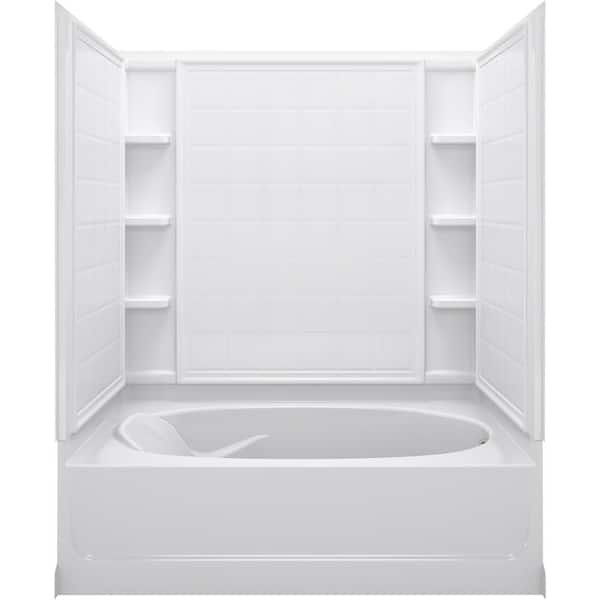STERLING Ensemble 43-1/2 in. x 60 in. x 54-1/4 in. 3-piece Direct-to-Stud Tile Tub and Shower Wall Set in White
