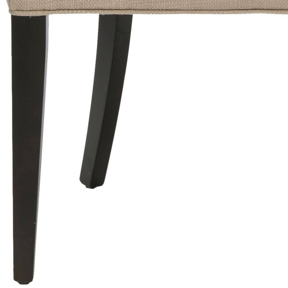 Amanda Beige Linen Tufted Side Chair with Espresso Legs