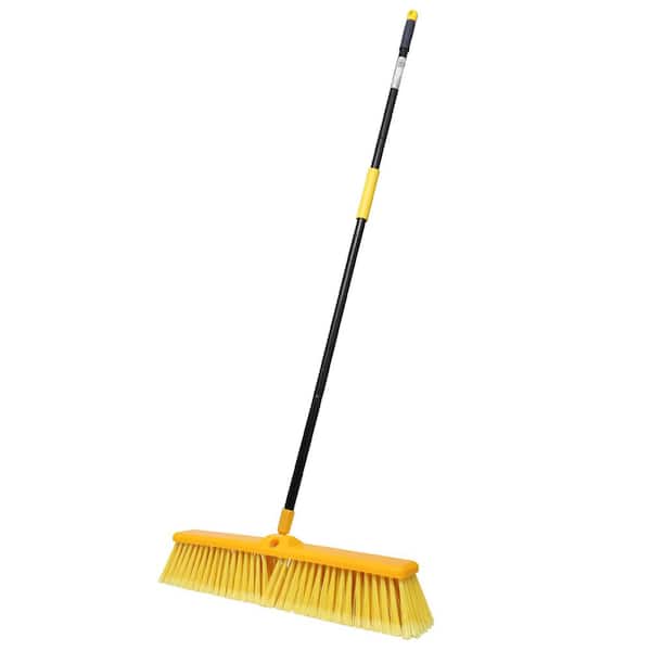 18 in. Push Broom with 61 in. Long Extendable Metal Handle For Hard Floor Cleaning