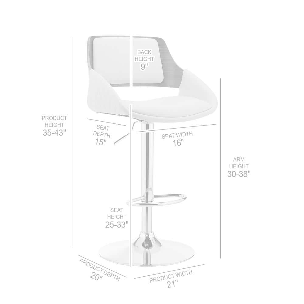 Colby Adjustable Black Faux Leather and Chrome Finish Swivel Bar Stool