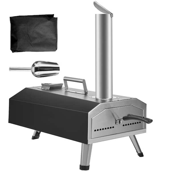 Multi-Fuel Outdoor Pizza Oven, 12 in. Wood-Fired and Gas Pizza Maker with Rotating Stone, Propane Pellet Dual Fuel Grill