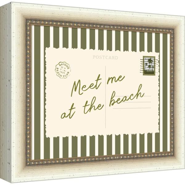 Belmont "Meet Me at the Beach Postcard" by Lucky Guava Words Framed Art Print 10 in. x 12 in.