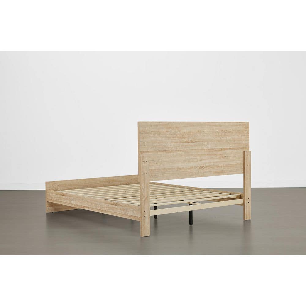 Talia Brown Wood Frame Queen Platform Bed with High Headboard Design, Solid Wood Legs, Sound-Absorbing Foam for Bedroom - thumbnail 6