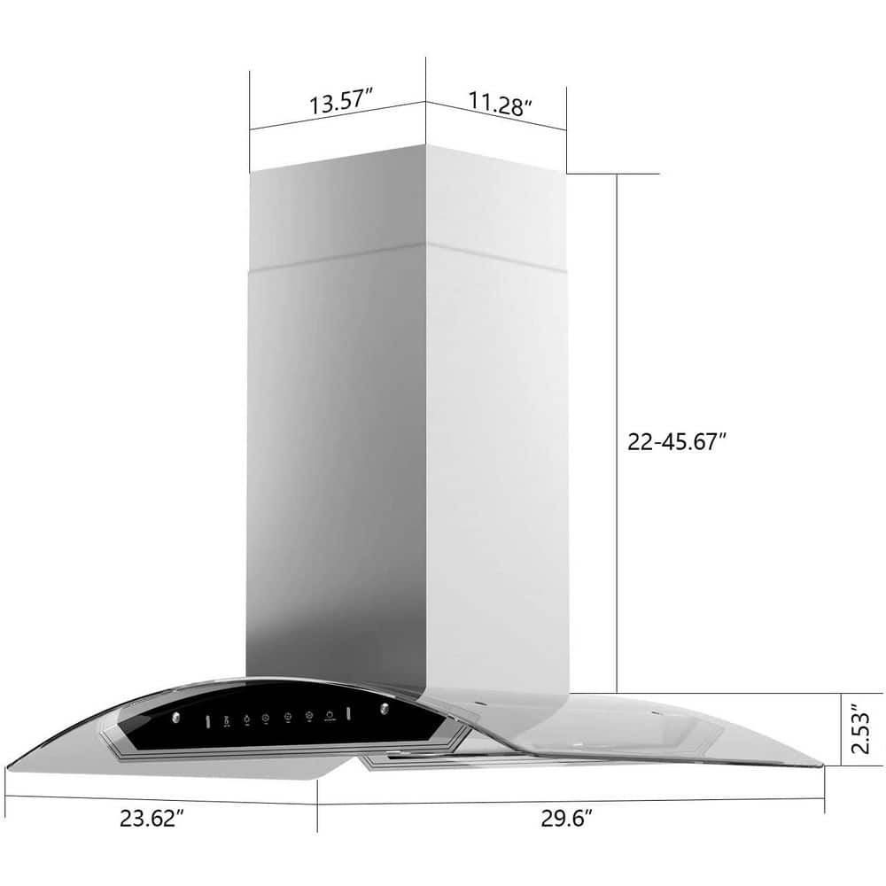 30 in 900CFM Ducted (Vented) Island Range Hood in Stainless Steel with Intelligent Gesture Sensing and Light Included