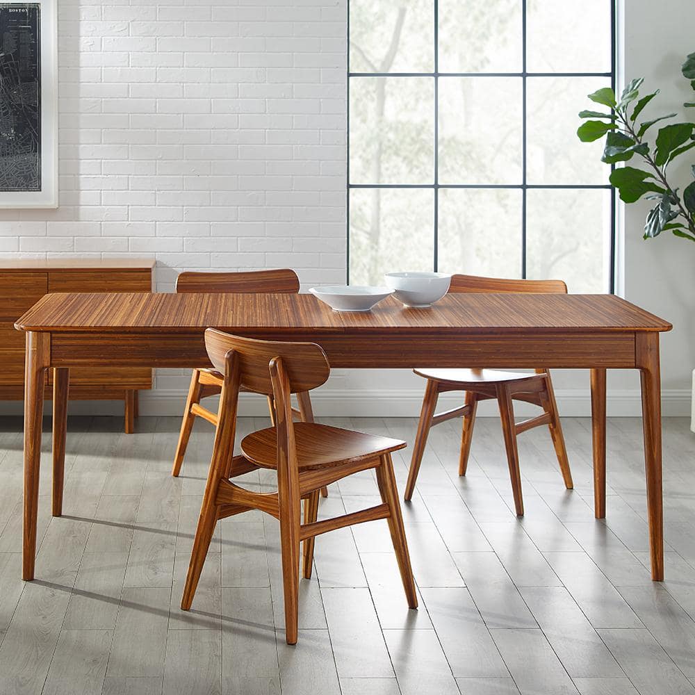 Oslo Amber Bamboo 36 in. 4 Legs Double-Leaves Extension Dining Table ...