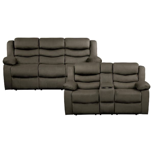 EVERGLADE HOME Talbot 149 in. W Round Arm Microfiber Rectangle Sofa in Brown with 5-Seats