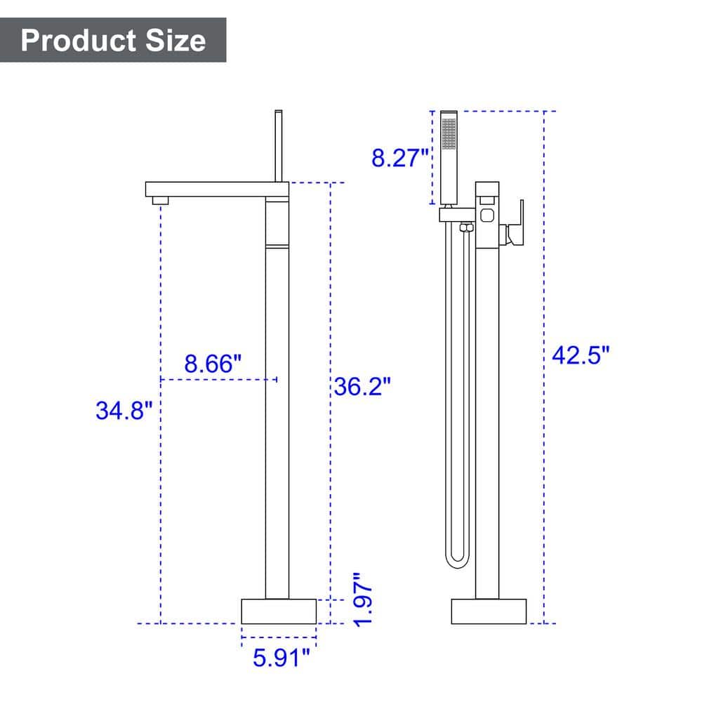 Brushed Nickel Freestanding Tub Faucet with Hand Shower