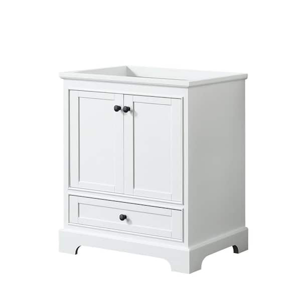 Wyndham Collection Deborah 29.25 in. W x 21.5 in. D x 34.25 in. H Single Bath Vanity Cabinet without Top in White