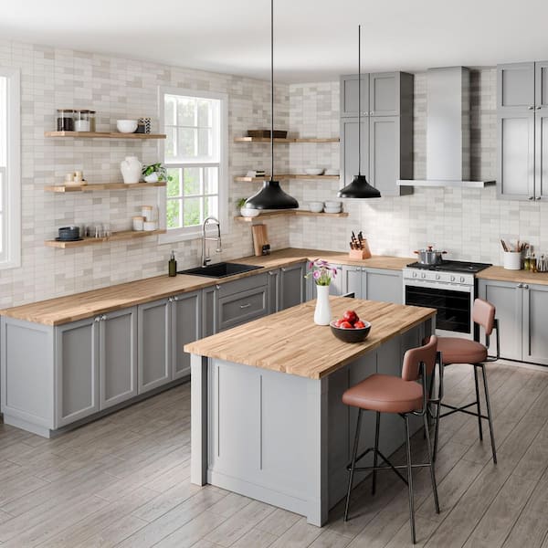 4 ft. L x 25 in. D Unfinished Acacia Solid Wood Butcher Block Countertop with Square Edge