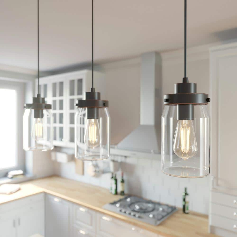 Hunter Devon Park 3 Light Onyx Bengal Linear Pendant with Glass