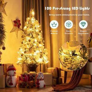 4 ft. Pre-Lit Snowy Christmas Entrance Tree with 100 LED Lights Set of 2