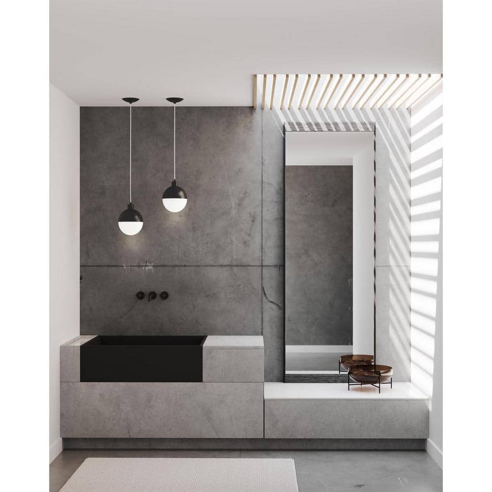 Black and Opal Glass Globe LED Pendant Light