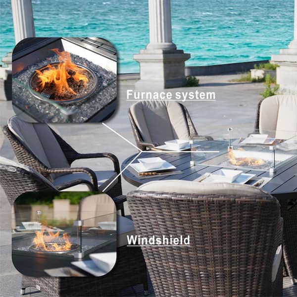 moda furnishings Copper Coins Brown 9-Piece Wicker Round