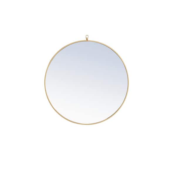 Unbranded Timeless Home 32 in. W x 32 in. H x Contemporary Metal Framed Round Brass Mirror