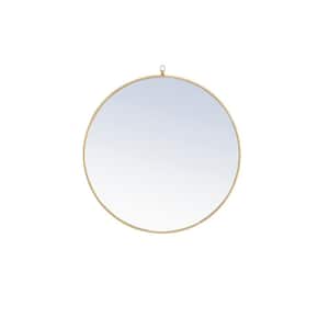 Medium Round Brass Modern Mirror (32 in. H x 32 in. W)