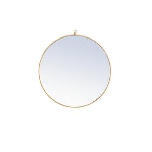 Medium Round Brass Modern Mirror (32 in. H x 32 in. W)