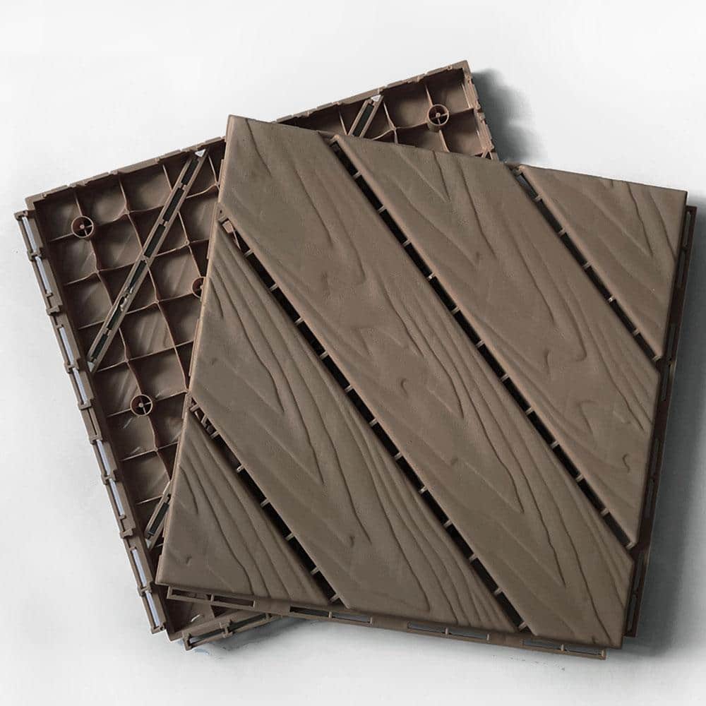1 ft. x 1 ft. Light Coffee Plastic Composite Deck Tiles Set, All-Weather Resistant, Easy to DIY and Maintain (35-Pack) price history on PriceWatchPro