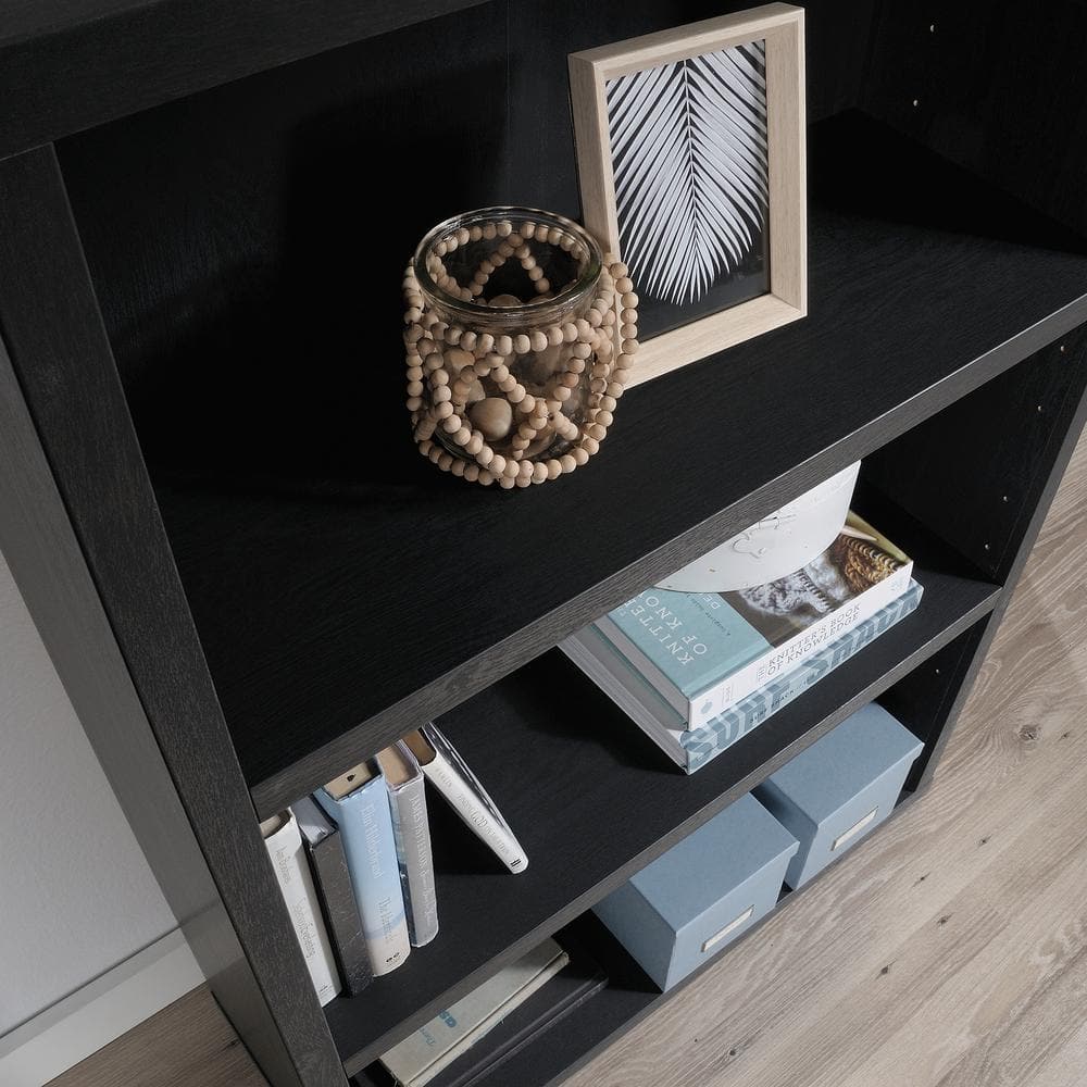 Raven Oak Adjustable 3-Shelf Black Bookcase