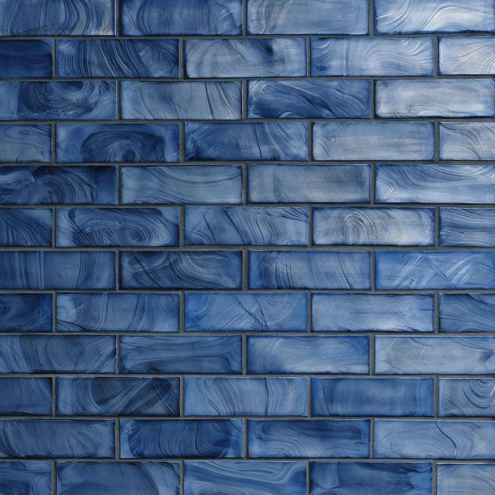 Glamor Iridescent Sky Blue 11.81 in. x 11.81 in. Polished Glass Wall Mosaic Tile (0.96 sq. ft./Each) price history on PriceWatchPro