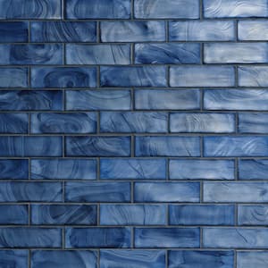 Glamor Iridescent Sky Blue 11.81 in. x 11.81 in. Polished Glass Wall Mosaic Tile (0.96 sq. ft./Each)