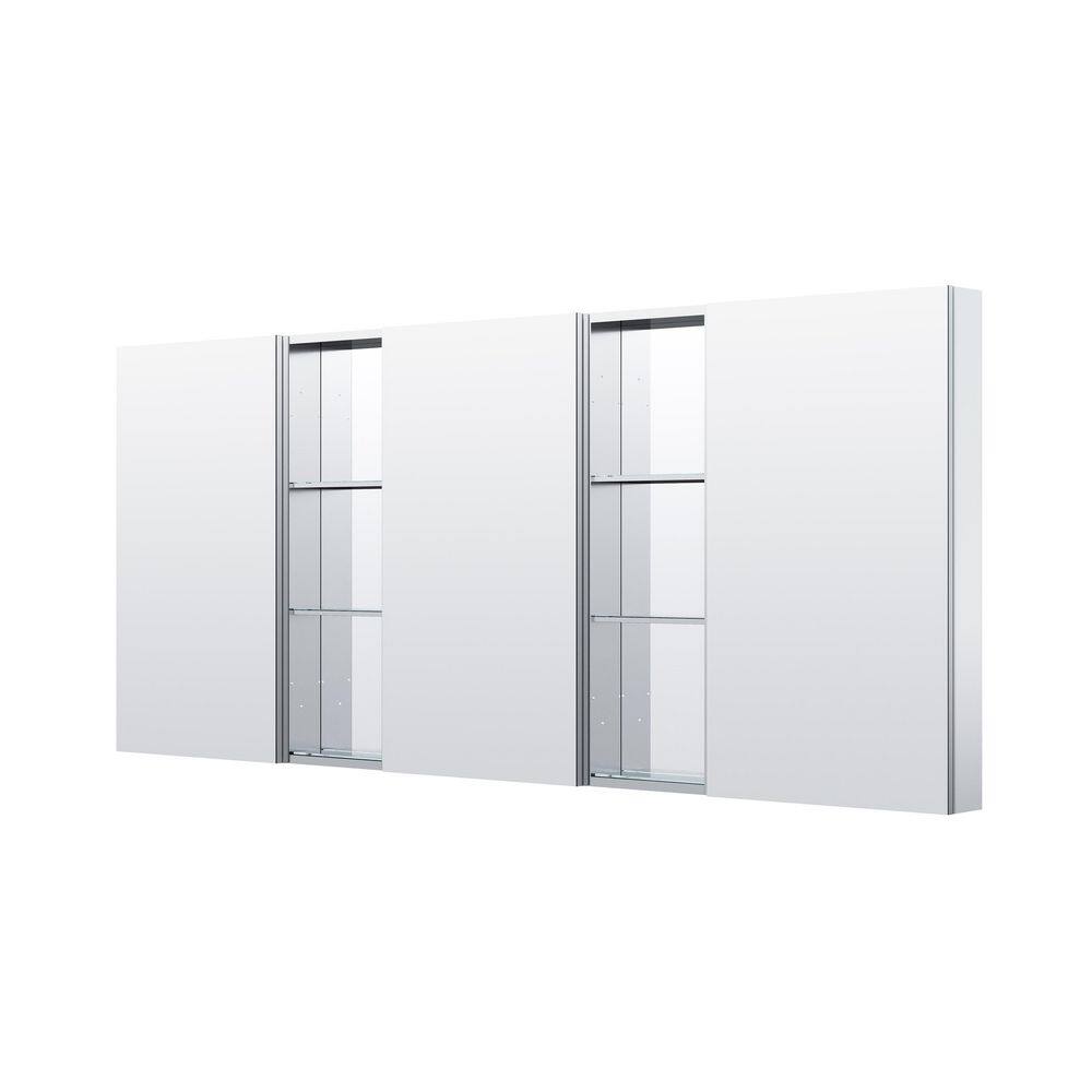 84 in. W x 36 in. H Rectangular Recessed/Surface Mount Chrome Aluminum Medicine Cabinet with Mirror, Blum Hinges price history on PriceWatchPro