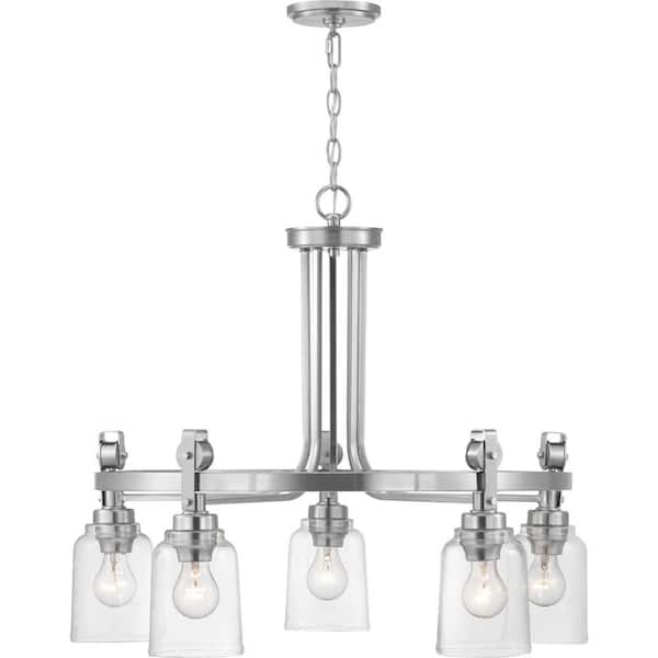 Knollwood 5-Light Brushed Nickel Chandelier with Clear Glass Shades