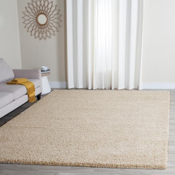 Santa Monica Shag Beige 10 ft. x 13 ft. Solid Area Rug