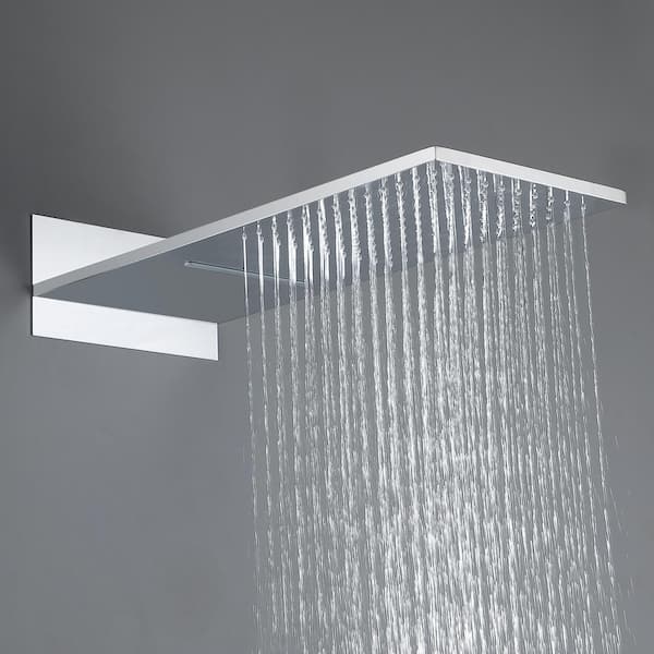 3 Spray 22 in. Dual Wall Mount Bathroom Fixed and Rain Shower Combo Set with Hand Shower 1.59 GPM in Chrome