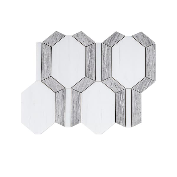 Jeffrey Court Applegate White/Grey 10 in. x 13 in. Interlocking Honed Marble/ Porcelain Mosaic Wall and Floor Tile (9.03 sq. ft./Case)