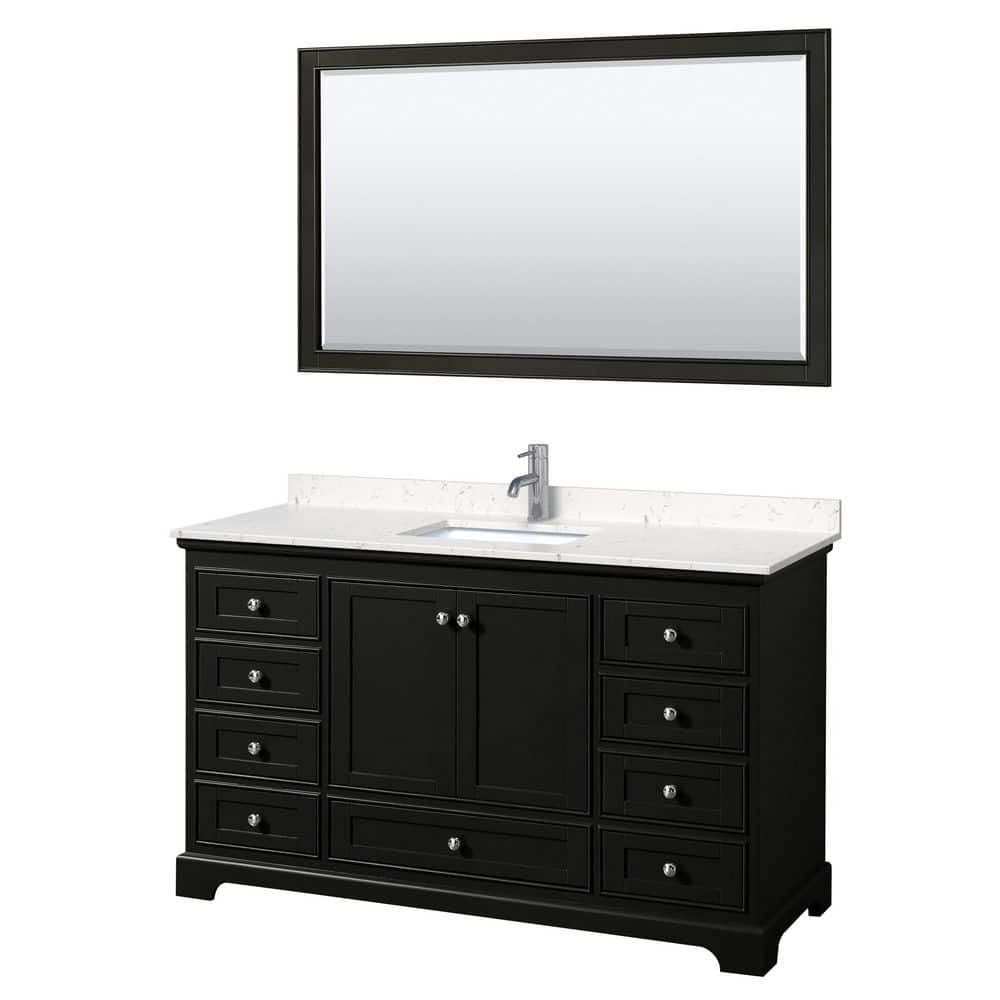 Deborah 60'' Dark Espresso Single Freestanding Bathroom Vanity with Light-Vein Carrara Marble Top