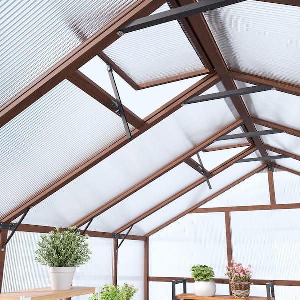 Epicpoplar 8 ft. x 10 ft. Cedar Wood Walk-In Greenhouse Kit with