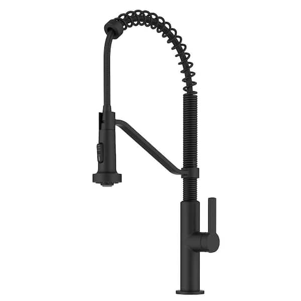 Oletto Commercial Style 2-FunctionSingle Handle Pull Down Kitchen Faucet in Matte Black