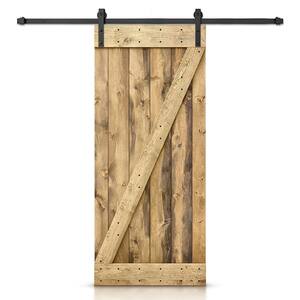 22 in. x 84 in. Distressed Z-Series Weather Oak Stained DIY Wood Interior Sliding Barn Door with Hardware Kit