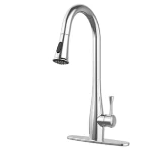 Single-Handle Pull-Down Sprayer Kitchen Faucet with Dual Function and Deckplate in Chrome