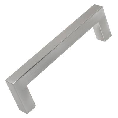 3-3/4 in. Center-to-Center Solid Square Slim Satin Nickel Cabinet Bar Pull (10-Pack)