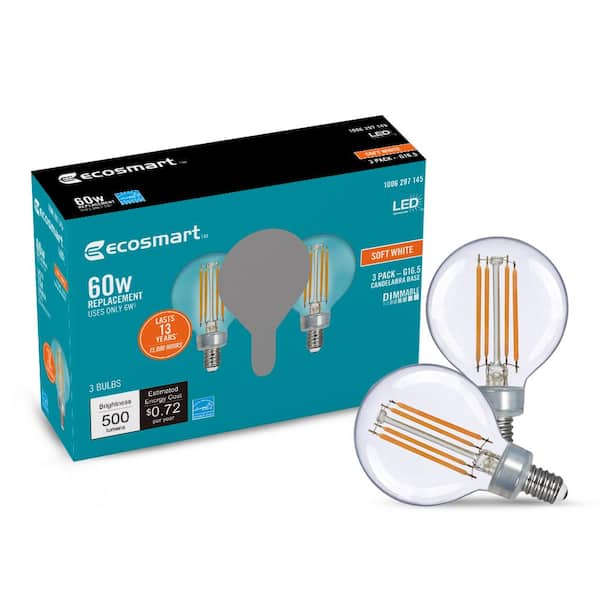 EcoSmart 60-Watt Equivalent G16.5 Dimmable ENERGY STAR CEC