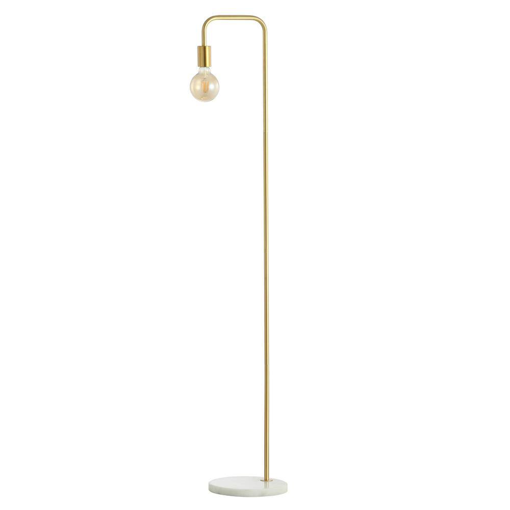 Vega Edison 60" Antique Gold Metal/Marble Minimalist Floor Lamp