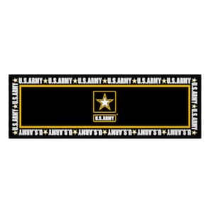 Black/Yellow 2 ft. x 5 ft. For Man Cave Bedroom Kitchen US ARMY Logo Border Washable Non-Slip Runner Rug