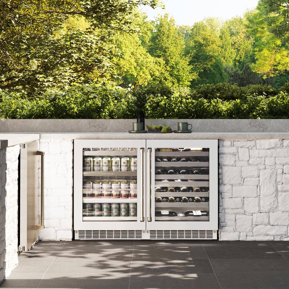24" White Matte Undercounter Stainless Steel Beverage Fridge